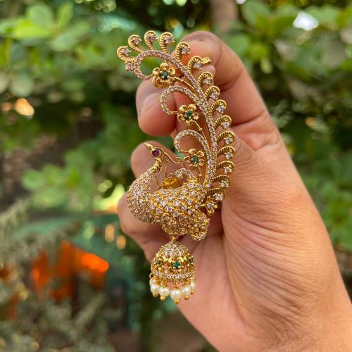 Premium AD stones Peacock Ear cuff Jumkha