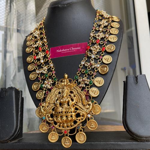 Premium Matte Navratna Grand Goddess Haram Set