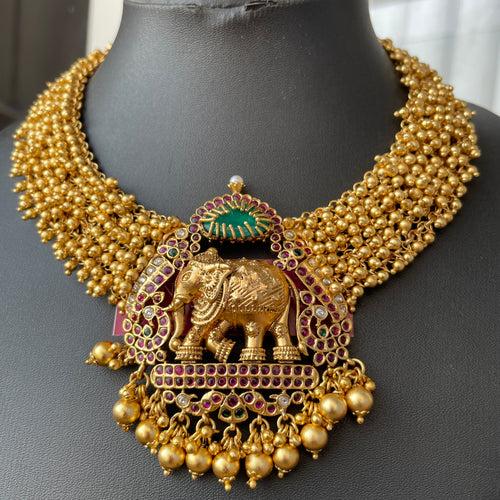 Premium Antique beads Haathi Grand Short Chain set