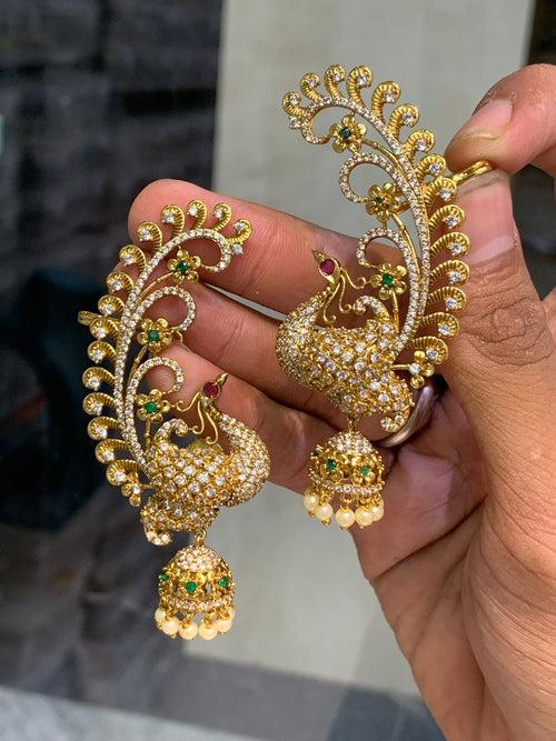 Premium AD stones Peacock Ear cuff Jumkha