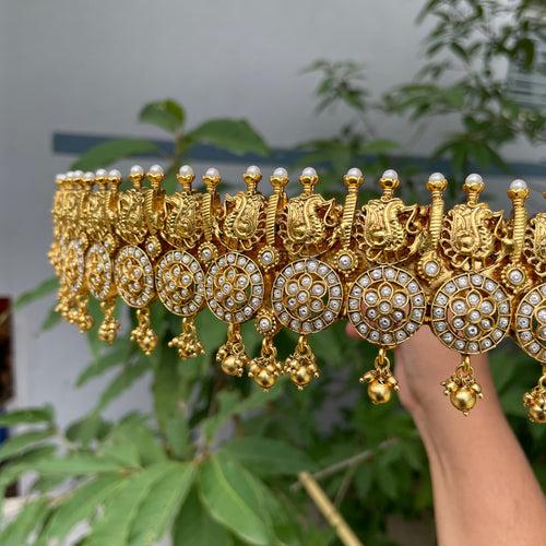 Premium Matte Kundan Stones Bridal Grand Waist Belt