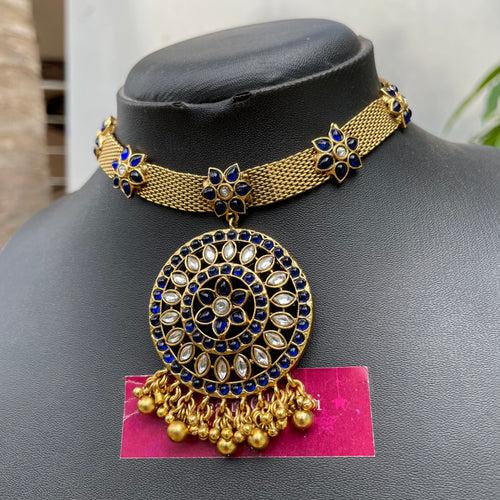 Premium Real kemp Dark blue stones Choker Set