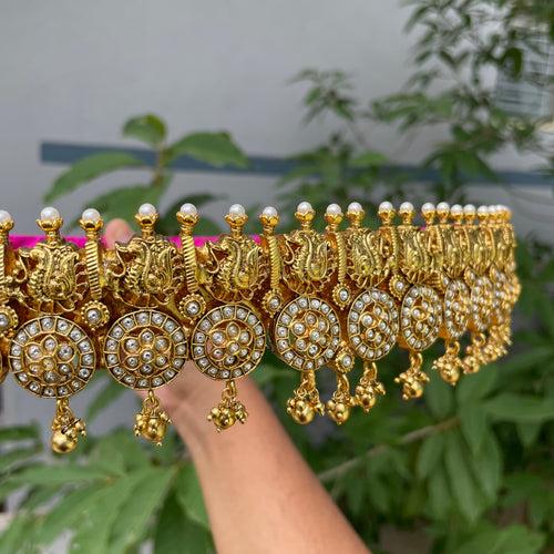 Premium Matte Kundan Stones Bridal Grand Waist Belt