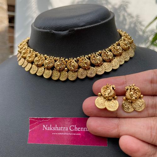 Premium Lakshmi Coin Simple Choker Set