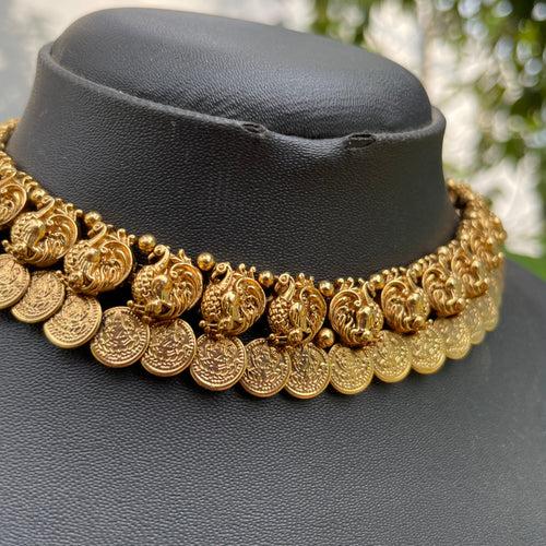 Premium Lakshmi Coin Simple Choker Set