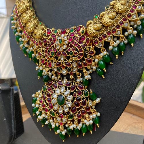 PRE-BOOK| TARINI with Green beads -Short Chain Set