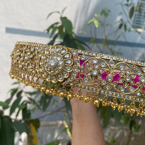 Premium Matte Kundan Stones Bridal Waist Belt