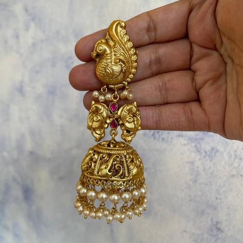 Kundan Jadau Peacock Three layer Jumkha