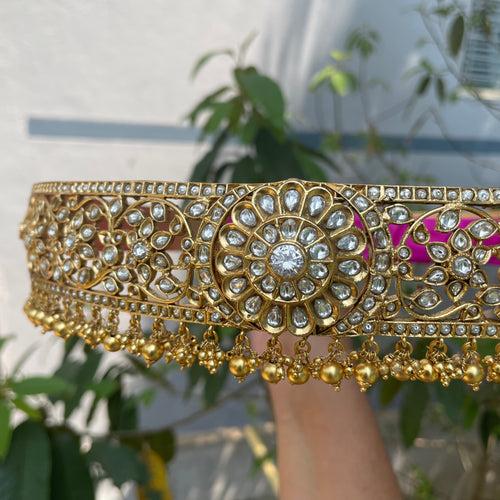 Premium Matte Kundan Stones Bridal Waist Belt