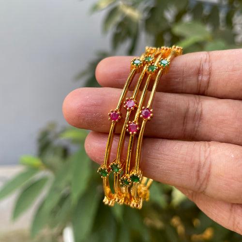 Premium Micro gold polish Simple Bangles (set of 4)