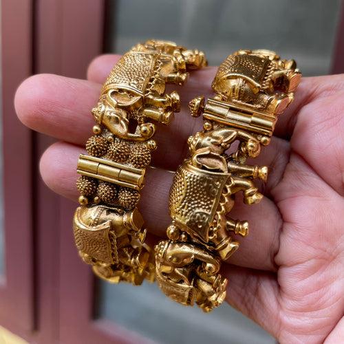 Premium Antique Haathi Bridal Bangles ( a pair)