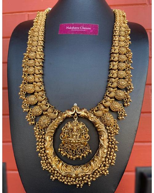 PRE-BOOK| Premium Antique Matte Goddess Grand Circle Bridal Haram Set