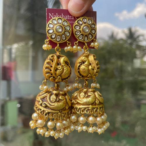 Kundan Jadau Grand Peacock Bridal Jumkha