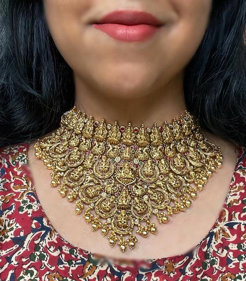 Pre-Book | Premium Antique Real kemp Goddess Grand High Neck Choker Set