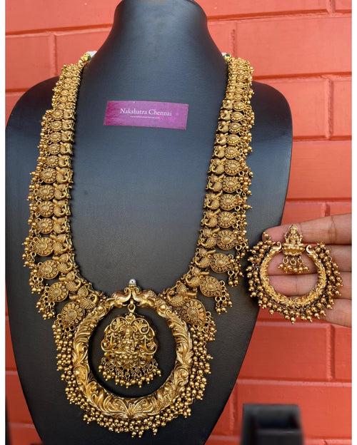 PRE-BOOK| Premium Antique Matte Goddess Grand Circle Bridal Haram Set