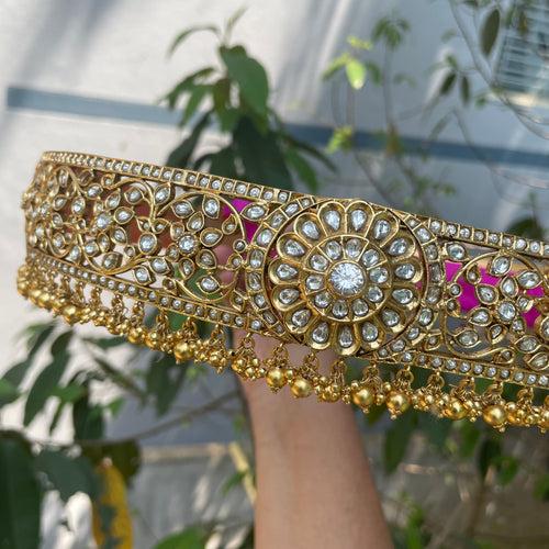 Premium Matte Kundan Stones Bridal Waist Belt