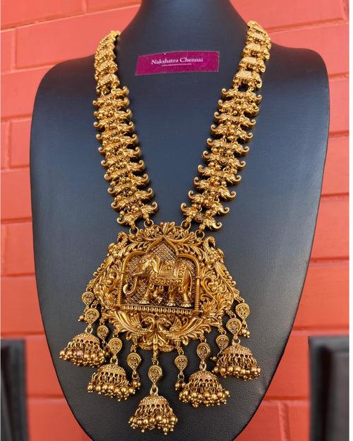 PRE- BOOK |Premium Antique polish Haathi Bridal Haram Set