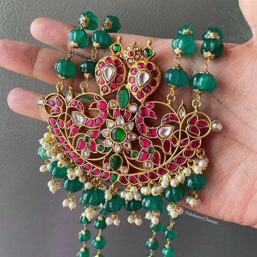 Kundan Jadau Semi Precious Agate beads Haram Neckpiece