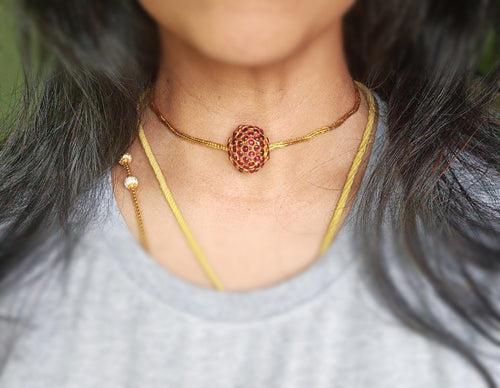 Rudraksha with gold chain choker set