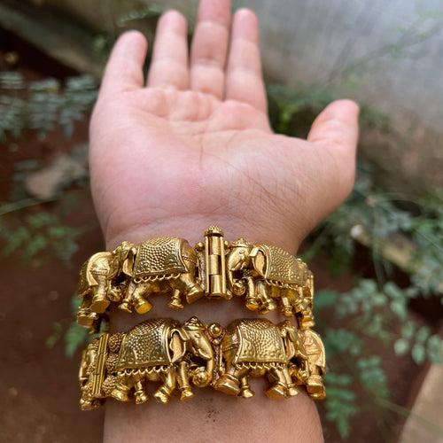 Premium Antique Haathi Bridal Bangles ( a pair)