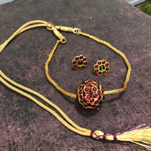 Rudraksha with gold chain choker set