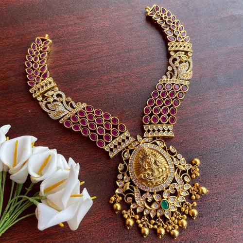 Premium Antique Matte Lakshmi Grand Real kemp Short Chain Set