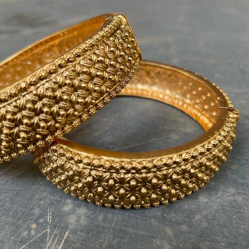 Premium Real Gold Alike Floral Kada Bangles