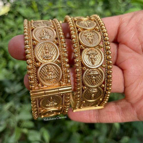 PRE-BOOK| Premium Matte Polish Lakshmi Bridal Kada type Bangles ( a Pair)