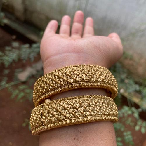 Premium Real Gold Alike Floral Kada Bangles