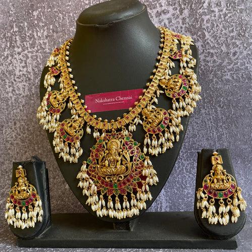 Premium Matte Guttapusalu Goddess Grand Haram Set