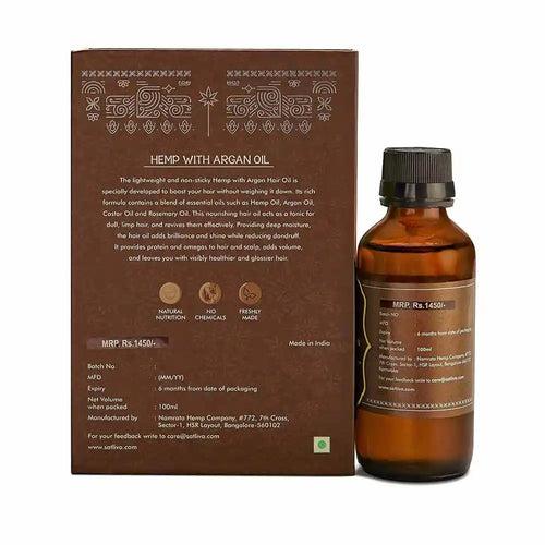 Hemp with Argan Hair Oil - Strengthens the roots, helps in restoring damaged & frizzy hair & reduces hair fall