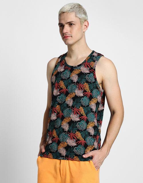 Multicolor Leaf Printed Gym Vest