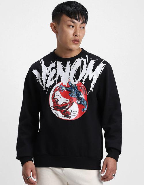 Venom Black Front Typographic PrintedSweatshirt