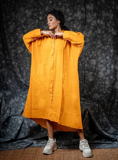 Mustard Shirt Dress Full Length - ROZAANA