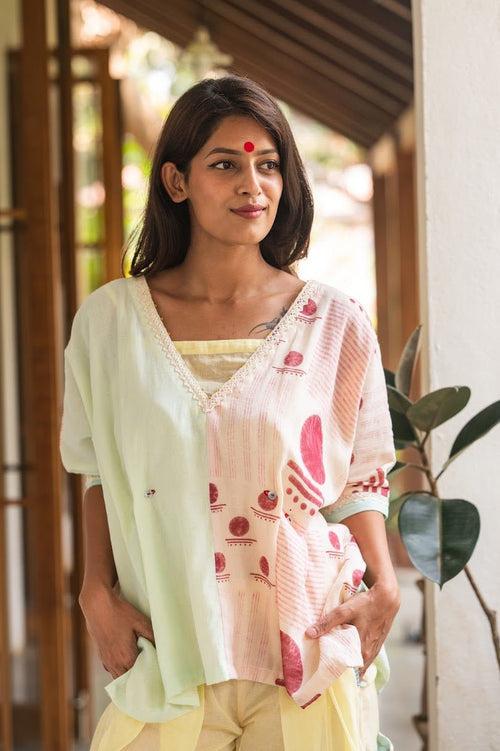 Set- Kaftan Top with Balloon Pants- SNIGDHA