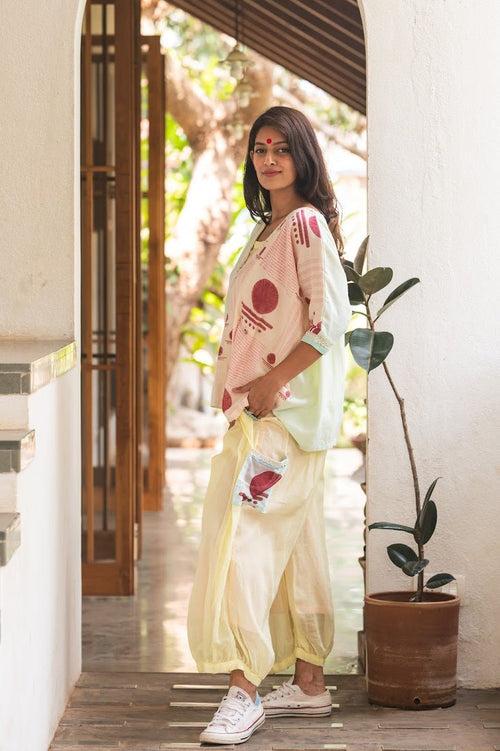 Set- Kaftan Top with Balloon Pants- SNIGDHA