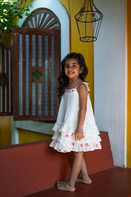 SHVET KIDS- White Frill Dress