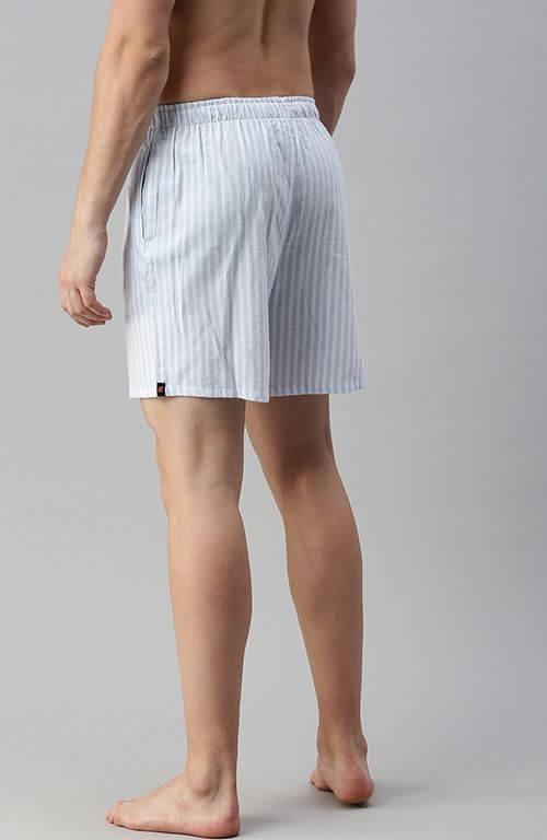 The White & Blue Striped Pure Cotton Boxer