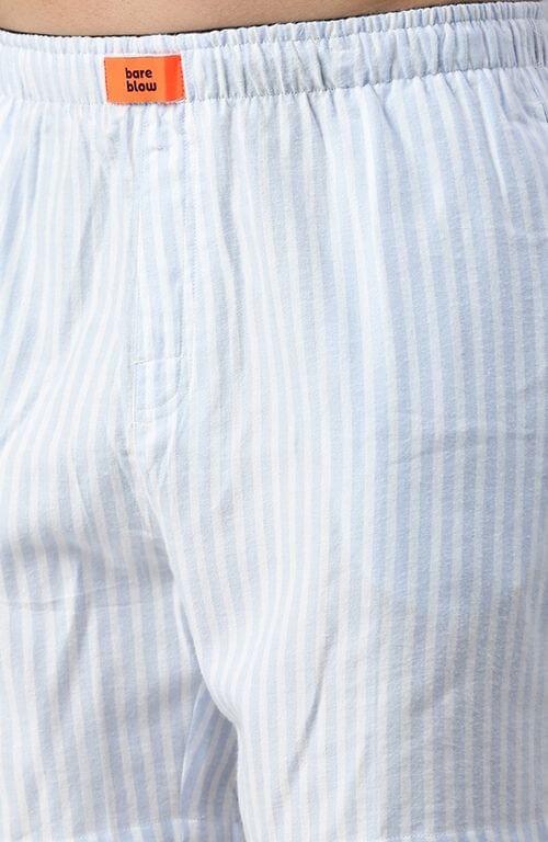 The White & Blue Striped Pure Cotton Boxer