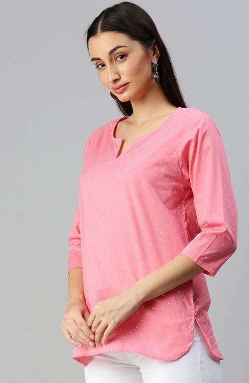 The Pink Polka Dot Printed Women Top