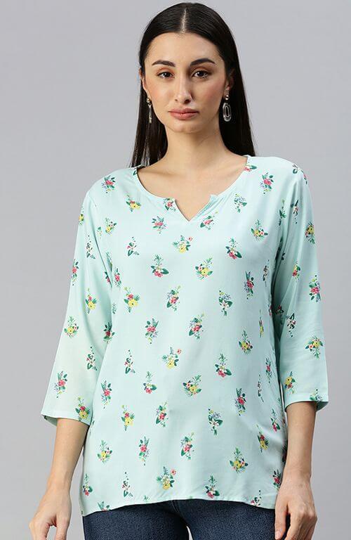 The Turquoise Floral Essence Women Top