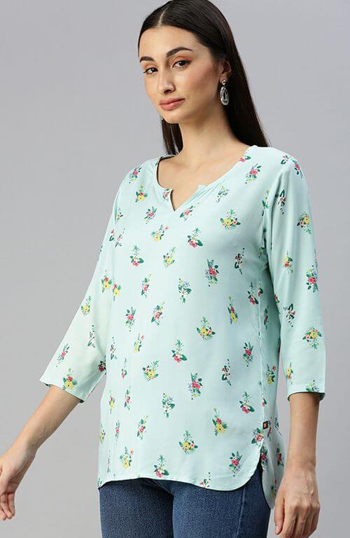 The Turquoise Floral Essence Women Top