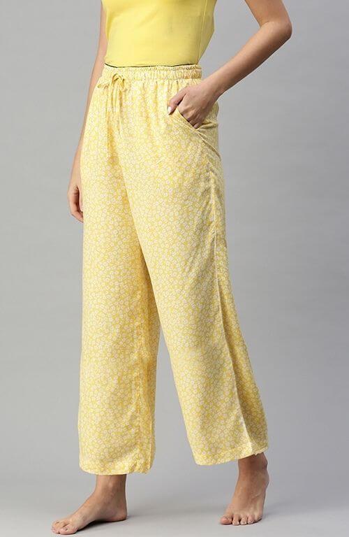 The Yellow Floral Women Wide Leg