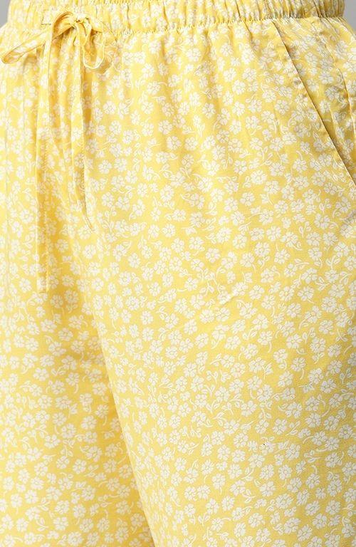 The Yellow Floral Women Wide Leg