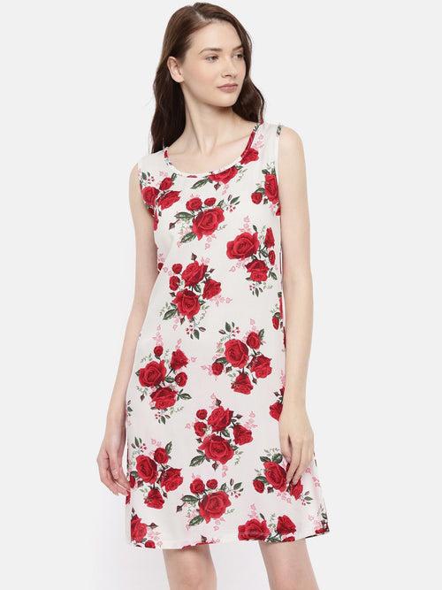 The White & Red Printed Summer Sheath Dress