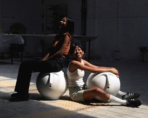 Headrest Stool Sculpture - Matte White