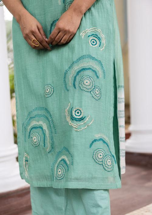 Mint Embroidered Kurta Set