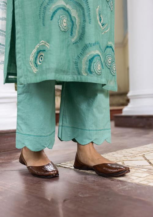 Mint Embroidered Kurta Set