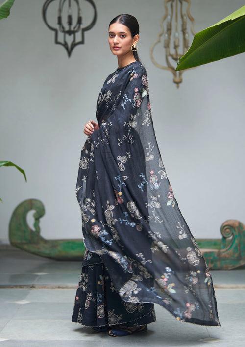 Onyx Applique Saree