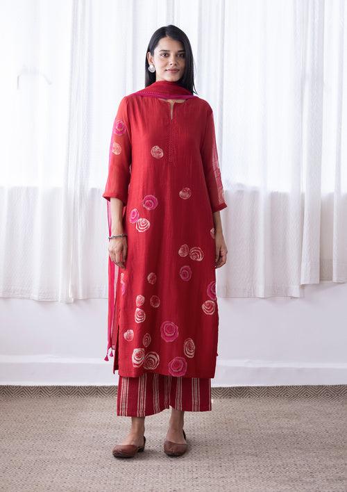 CAMELLIA  FLORAL APPLIQUE KURTA SET